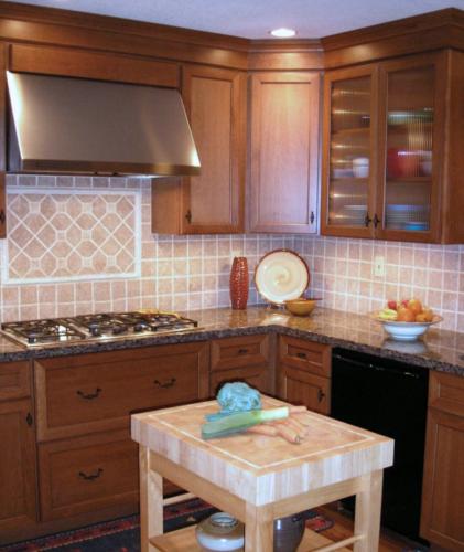 Cherry wood cabinets with dark glaze